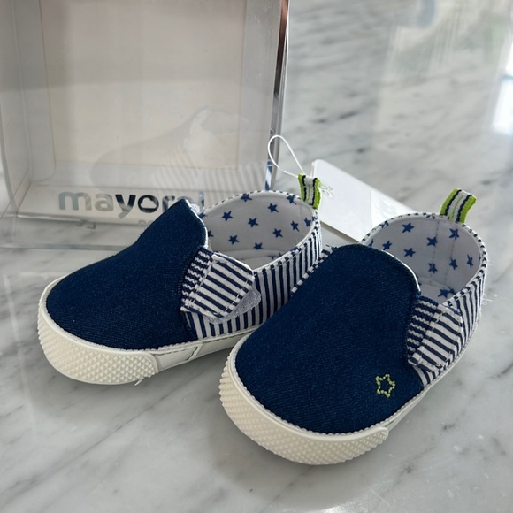 Mayoral | Shoes | New Mayoral Baby Blue And White Striped Slip On Shoe ...